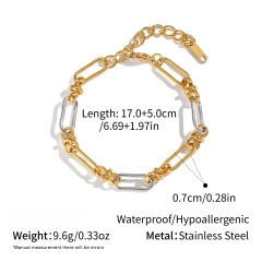 Temperament Chain Buckle Necklace Bracelet Jewelry Set 18K Gold Plated Waterproof Stainless Steel Jewelry Set for Women YF8079