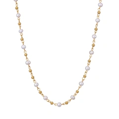 Natural Freshwater Pearl Handmade Necklace Bracelet Jewelry Set 18k Gold Plated Waterproof Stainless Steel  Jewelry Set YF8057