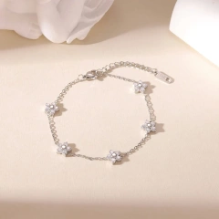 New Summer 5A Zircon Flower Women Bracelet 18k Gold Plated Waterproof Stainless Steel Bracelet for Party YF8048