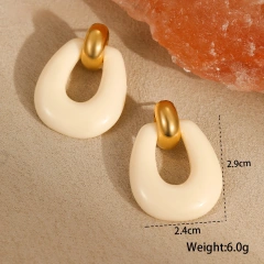 Vintage Irregular Resin Earrings 18k Gold Plated Waterproof Stainless Steel Earrings for Women YF8071
