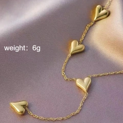 Temperament Gold Heart Pendant 18k Gold Plated Waterproof Stainless Steel Ladies Fringe Necklace for Valentines Day Gifts YF8023