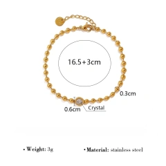 Wholesale Geometric Pentagram Love Zircon Bracelet Women 18k Gold Plated Waterproof Stainless Steel Bracelet for Gifts YF8055