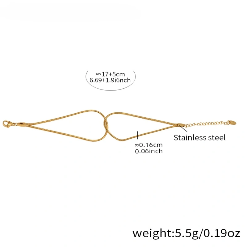 Simple Design Rope Knot Snake Two Tones Bracelet 18K Gold Plated Waterproof Stainless Steel Bracelet for Women YF8076