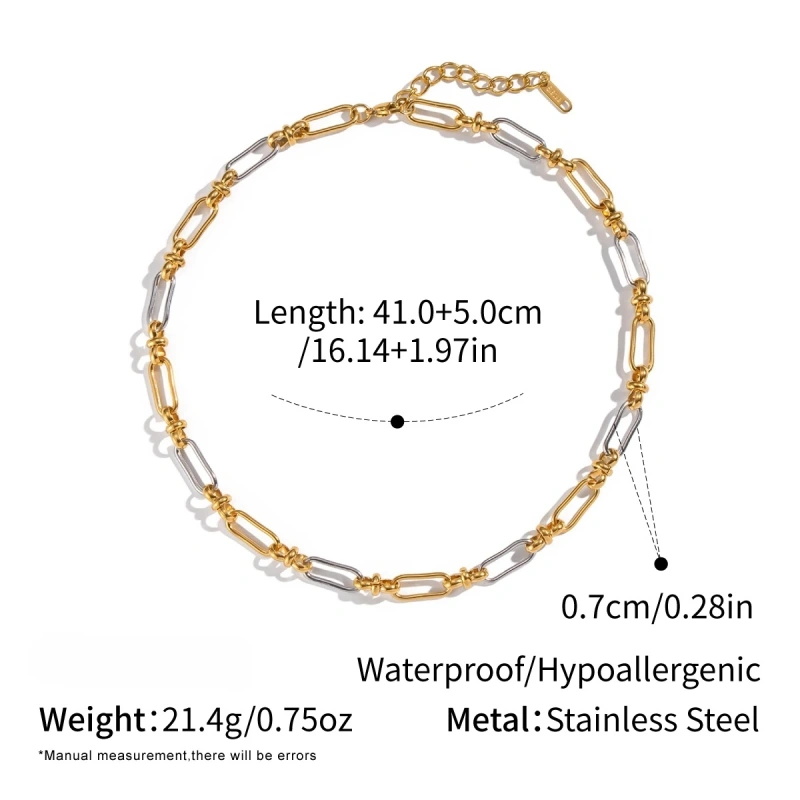 Temperament Chain Buckle Necklace Bracelet Jewelry Set 18K Gold Plated Waterproof Stainless Steel Jewelry Set for Women YF8079