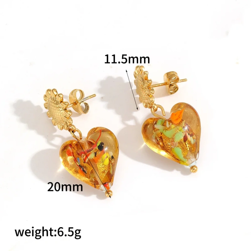 Cute Style Shell Flower Heart Shape Resin Earrings 18K Gold Plated Waterproof Stainless Steel Womens Earrings for Gift YF8016