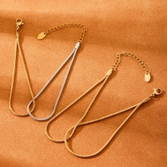 Simple Design Rope Knot Snake Two Tones Bracelet 18K Gold Plated Waterproof Stainless Steel Bracelet for Women YF8076