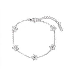 New Summer 5A Zircon Flower Women Bracelet 18k Gold Plated Waterproof Stainless Steel Bracelet for Party YF8048