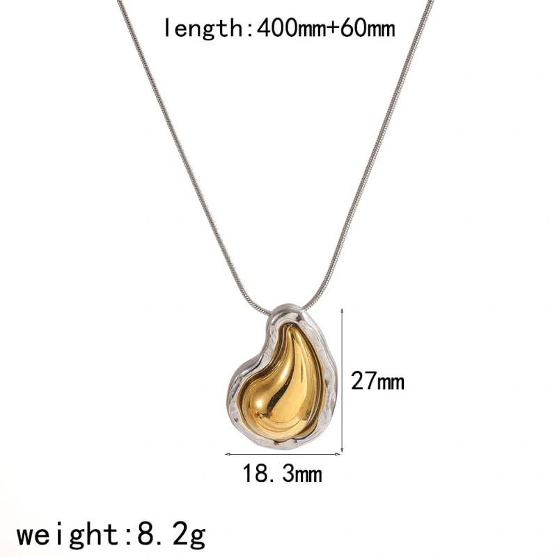 Luxury Thick Womens Teardrop Stud Earrings Necklace Jewelry Set 18k Gold Plated Waterproof Stainless Steel for Gift YF8019
