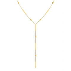 Stylish Square Strip Partition Clavicle Chain Y Shaped Fringe Necklace Gold 18K Gold Plated Waterproof Stainless Steel YF8161