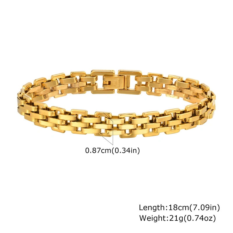 Simple Chain Stainless Steel Strap Bracelet Gold Womens 18K Gold Plated Waterproof Stainless Steel YF8157
