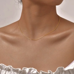 Exquisite Necklace Gold 0.6mm 0.8mm Thin Chain Layered Versatile 18K Gold Plated Waterproof Stainless Steel YF8154