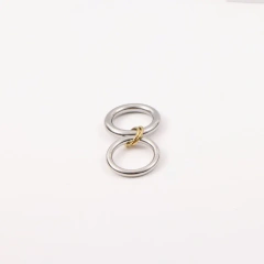 Fashion Waterproof High End 18K Gold Plated Individuality Double Circle Linked Ring Stainless Steel Waterproof Rings YF4180