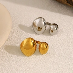 Vintage Luxury Asymmetrical Titanium Steel Ring Womens Open Ring 18K Gold Plated Waterproof Stainless Steel YF8184