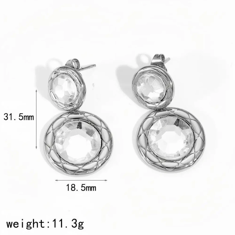 Exquisite Shiny Zircon Womems Earrings 18k Gold Plated Waterproof Stainless Steel  Multi Layer Pendant Jewelry for Party YF8012