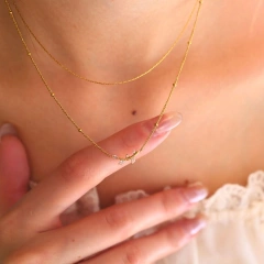 New Design Olive Leaf Pendant Double Diamond Light Luxury Clavicle Chain 18K Gold Plated Waterproof Stainless Steel YF8185