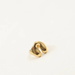 Gentle Abstract Peach Heart Ring Wide 18K Gold Plated Waterproof Stainless Steel YF8220