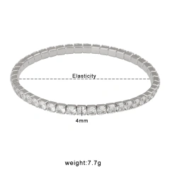 Luxurious and Elegant Single Row Stretch Filled Zircon Bracelet 18K Gold Plated Waterproof Stainless Steel YF8206
