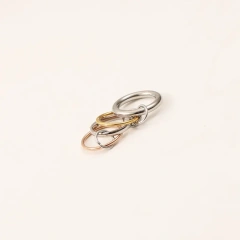 Simple Trendy Non Tarnish Four Circle Ring Waterproof 18K Gold Plated Stainless Steel Multi Layer Lines Link Rings YF4181