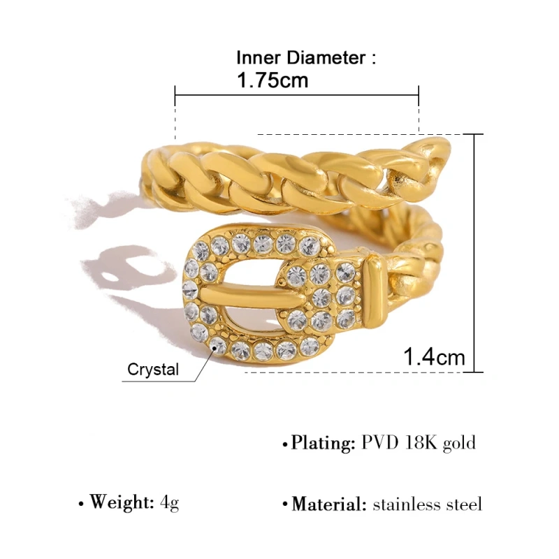 Classic Explosive Geometric Zircon Ring Heart Butterfly Gold Layered 18K Gold Plated Waterproof Stainless Steel YF8180