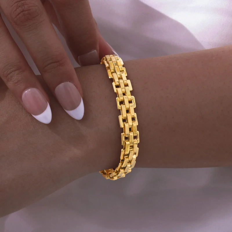 Simple Chain Stainless Steel Strap Bracelet Gold Womens 18K Gold Plated Waterproof Stainless Steel YF8157