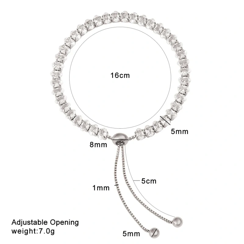 New Stainless Steel 18k Gold Plated Geometric Zircon Waterproof Stackable Adjustable Women Bracelet Waterproof YF6634