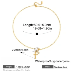 Stainless Steel 18k Gold Plated Waterproof DIY Chain Two Tone Double Circle Heart Cross Pendant Hypoallergenic Necklace YF6630