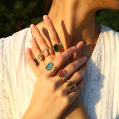 Light Luxury Luxury Ins Zircon Ring Opening Ring Does Not Fade 18K Gold Plated Waterproof Stainless Steel YF8182
