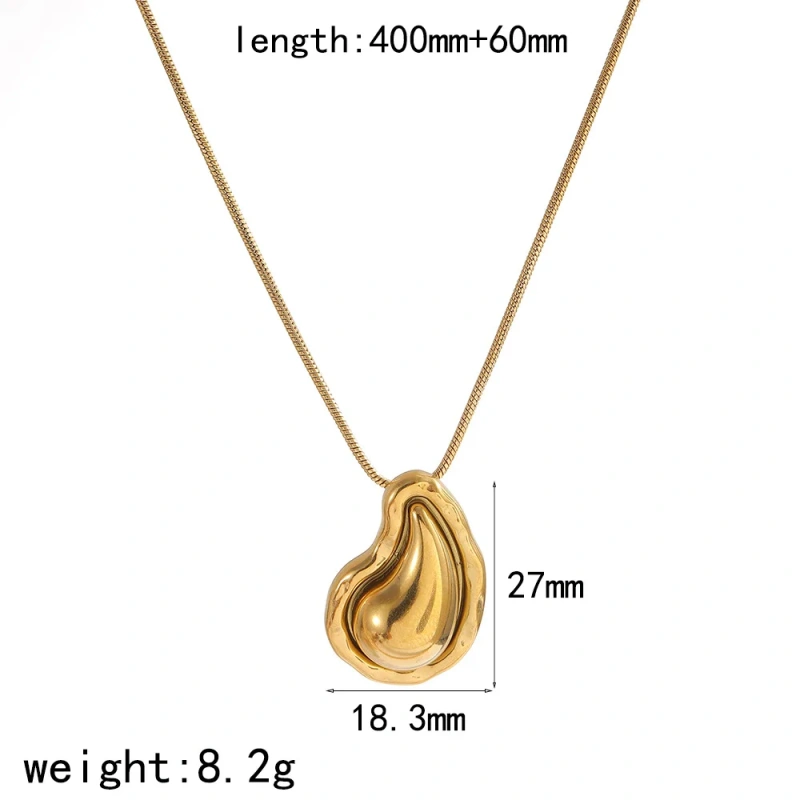 Luxury Thick Womens Teardrop Stud Earrings Necklace Jewelry Set 18k Gold Plated Waterproof Stainless Steel for Gift YF8019