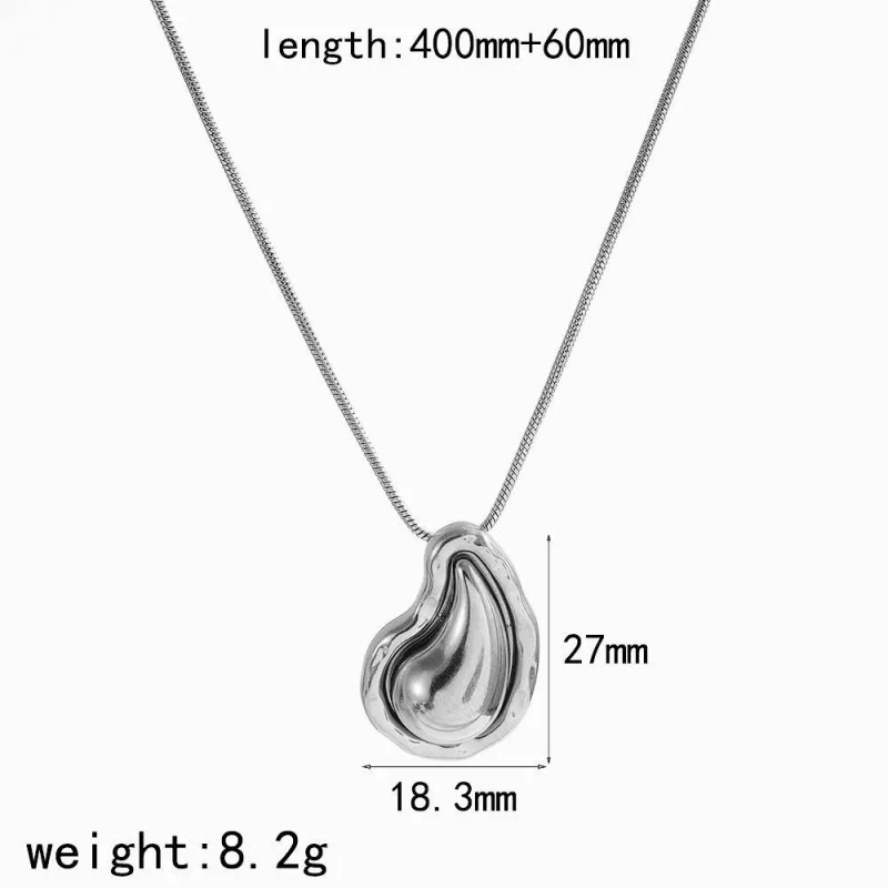 Luxury Thick Womens Teardrop Stud Earrings Necklace Jewelry Set 18k Gold Plated Waterproof Stainless Steel for Gift YF8019