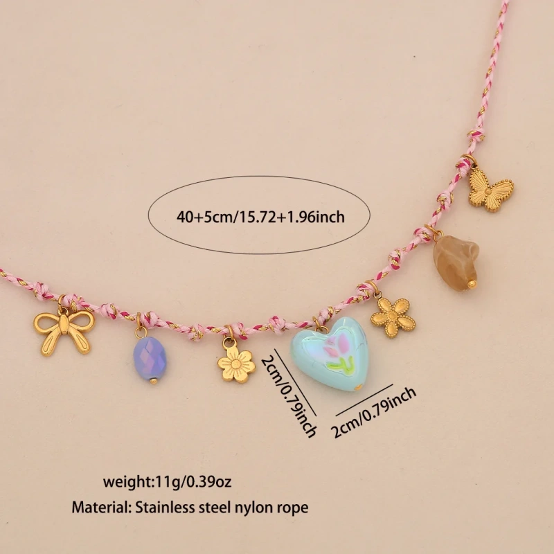 New Bohemian Style Woven Link Chain Stainless Steel 18k Gold Plated Ocean Style Sea Star Conch Multi Pendant Necklace YF6511
