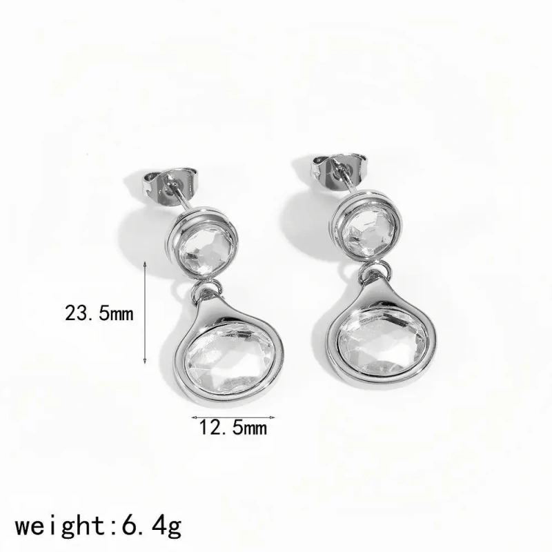Exquisite Shiny Zircon Womems Earrings 18k Gold Plated Waterproof Stainless Steel  Multi Layer Pendant Jewelry for Party YF8012