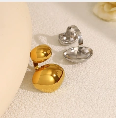 Vintage Luxury Asymmetrical Titanium Steel Ring Womens Open Ring 18K Gold Plated Waterproof Stainless Steel YF8184