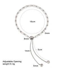New Stainless Steel 18k Gold Plated Geometric Zircon Waterproof Stackable Adjustable Women Bracelet Waterproof YF6634