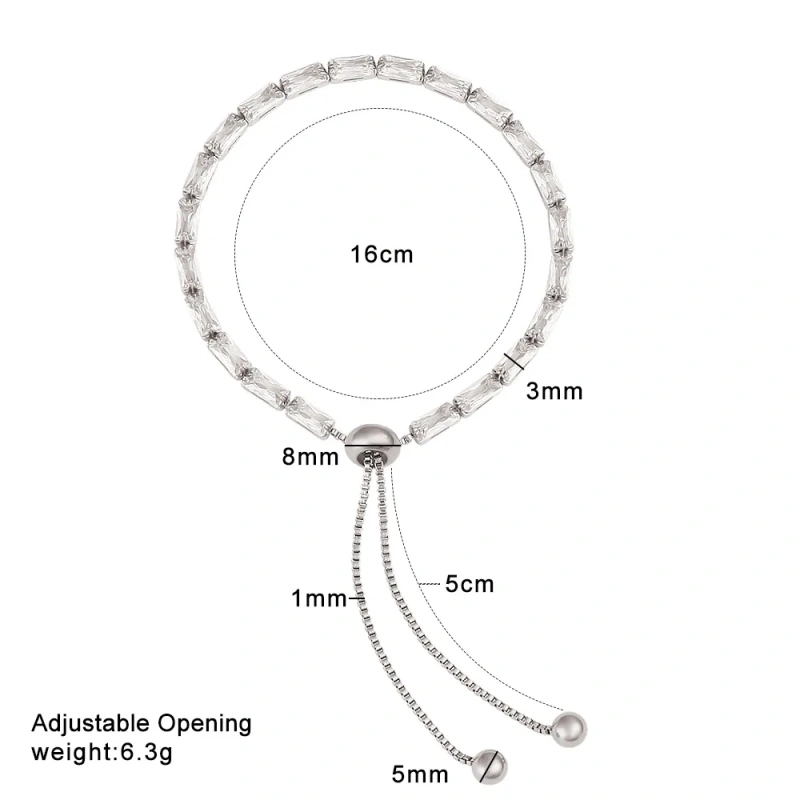 New Stainless Steel 18k Gold Plated Geometric Zircon Waterproof Stackable Adjustable Women Bracelet Waterproof YF6634