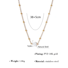 Personalized Luxury Natural Stone Necklace Beaded Love Pendant Clavicle Chain 18K Gold Plated Waterproof Stainless Steel YF8203