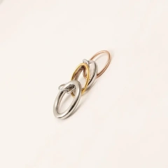 Simple Trendy Non Tarnish Four Circle Ring Waterproof 18K Gold Plated Stainless Steel Multi Layer Lines Link Rings YF4181