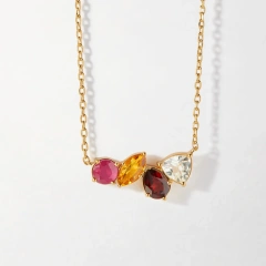 Fashion Ins Ruby Collarbone Chain Zircon Temperament Choker 18K Gold Plated Waterproof Stainless Steel YF8190