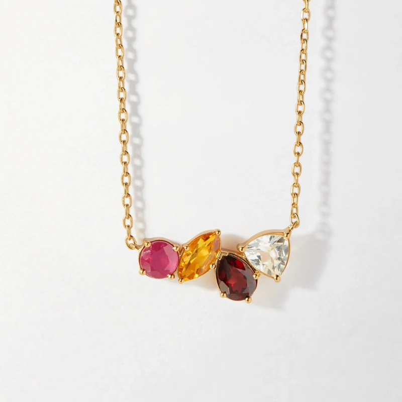 Fashion Ins Ruby Collarbone Chain Zircon Temperament Choker 18K Gold Plated Waterproof Stainless Steel YF8190