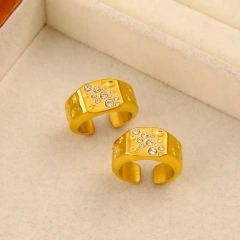 Vintage Temperament Medieval Womens Zircon Index Finger Ring 18K Gold Plated Waterproof Stainless Steel YF8213