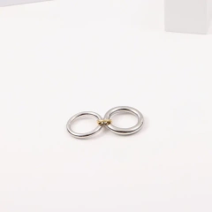 Fashion Waterproof High End 18K Gold Plated Individuality Double Circle Linked Ring Stainless Steel Waterproof Rings YF4180