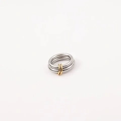 Fashion Waterproof High End 18K Gold Plated Individuality Double Circle Linked Ring Stainless Steel Waterproof Rings YF4180