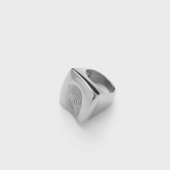 Personalized Waterproof Exaggerated Chunky Ring Stainless Steel 18K Gold Plated Non Tarnish Fingerprint Signet Rings YF4115