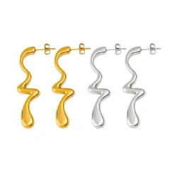Korean Niche Long Earrings Gold Line Earrings Liner 18K Gold Plated Waterproof Stainless Steel YF8210