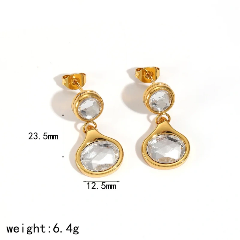 Exquisite Shiny Zircon Womems Earrings 18k Gold Plated Waterproof Stainless Steel  Multi Layer Pendant Jewelry for Party YF8012