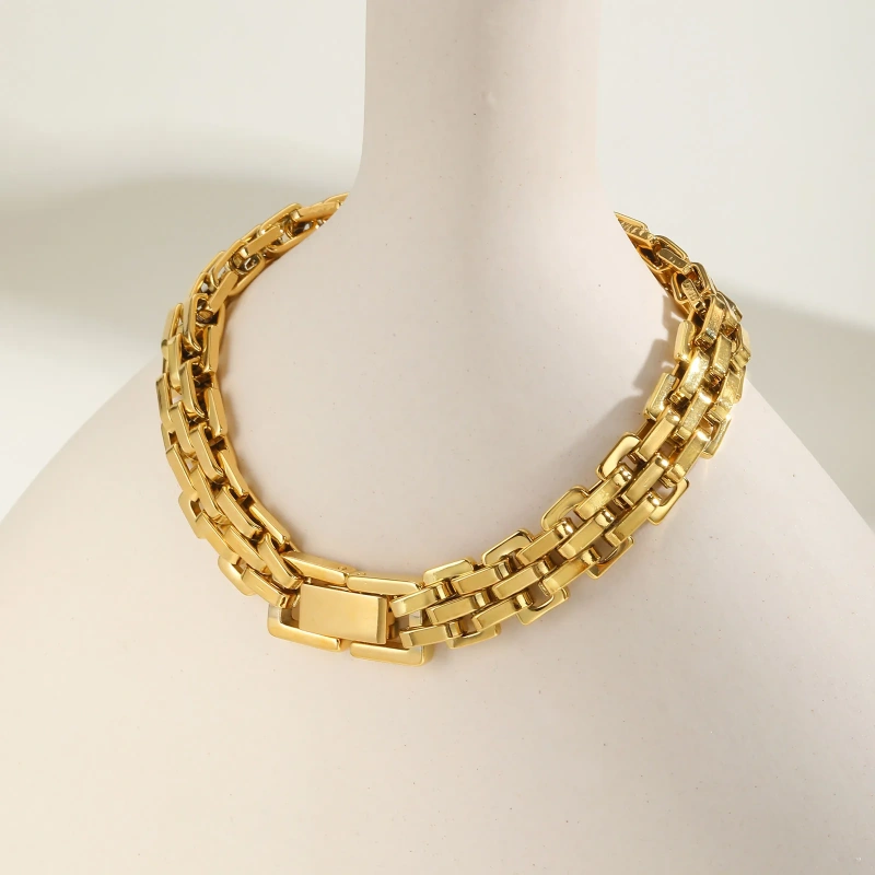 Simple Chain Stainless Steel Strap Bracelet Gold Womens 18K Gold Plated Waterproof Stainless Steel YF8157