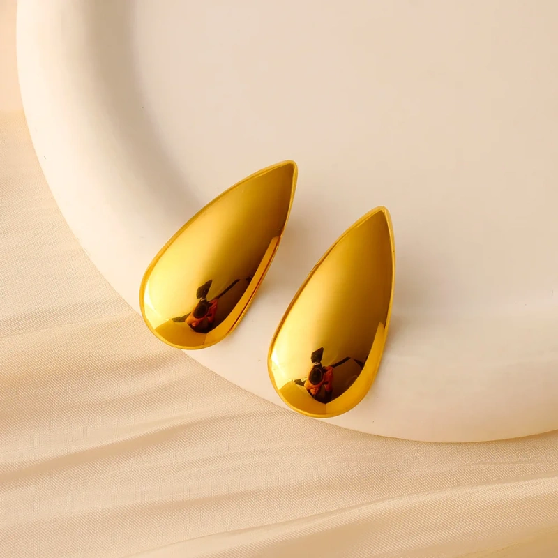 Niche Design Three Dimensional Water Drop Exaggerated Earrings Ins18K Gold Plated Waterproof Stainless Steel YF8208