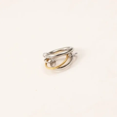 Simple Trendy Non Tarnish Four Circle Ring Waterproof 18K Gold Plated Stainless Steel Multi Layer Lines Link Rings YF4181