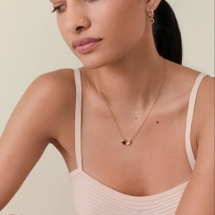 Fashion Ins Ruby Collarbone Chain Zircon Temperament Choker 18K Gold Plated Waterproof Stainless Steel YF8190