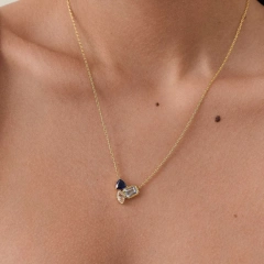 Fashion Ins Ruby Collarbone Chain Zircon Temperament Choker 18K Gold Plated Waterproof Stainless Steel YF8190