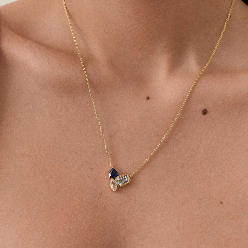 Fashion Ins Ruby Collarbone Chain Zircon Temperament Choker 18K Gold Plated Waterproof Stainless Steel YF8190